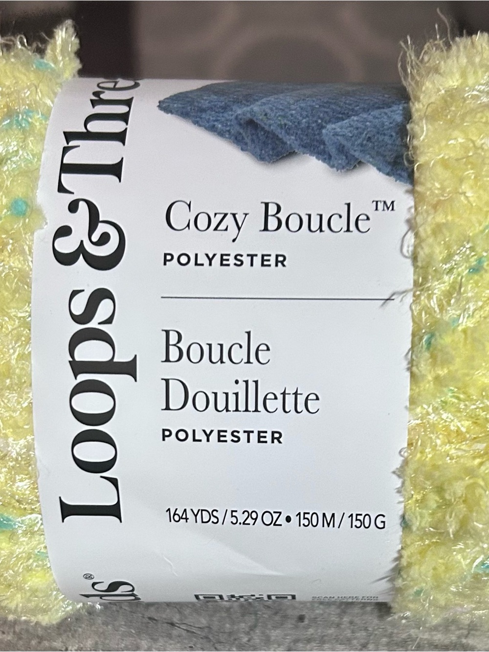 Cozy Boucle Yellow Polyester Yarn - Soft Bouclé Texture